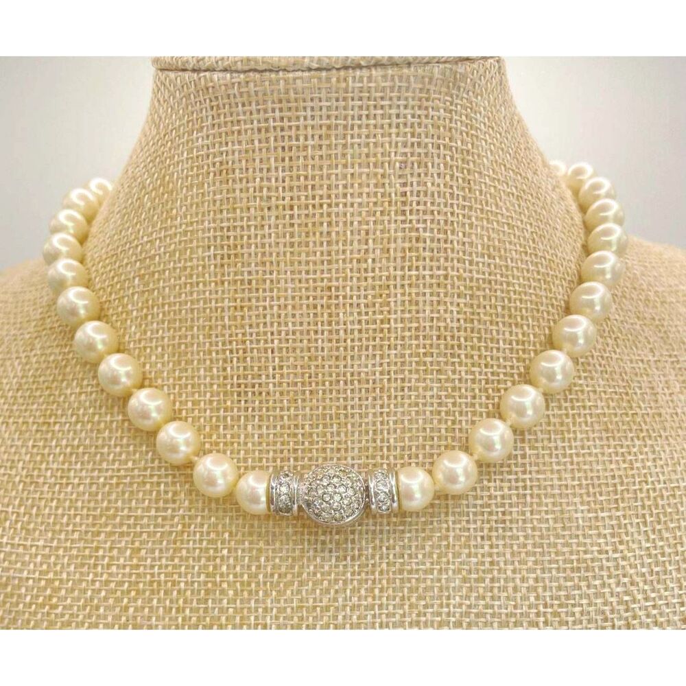 Vintage Christian Dior Silver-Tone Faux Pearl Choker Necklace